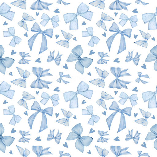 Pattern Bundle - Seamless 3D Pattern PBR Texture Featuring Soft Blue Watercolor Bows and Hearts texture preview