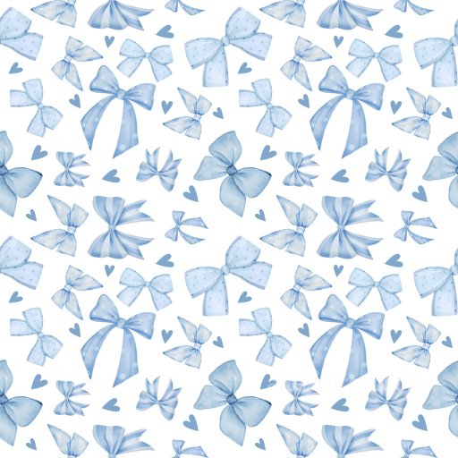 Pattern PBR Texture Featuring Soft Blue Watercolor Bows and Hearts seamless Pattern Bundle PBR texture