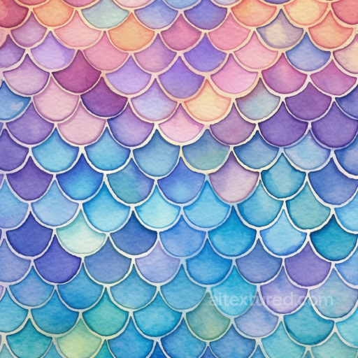 Mermaid Scale Texture in Soft Pastel Watercolor Style seamless Mermaid Scale  PBR texture