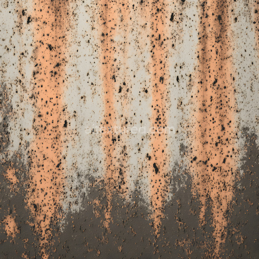 Seamless 3D Rusty Metal PBR Texture Featuring Corrosion Holes and Orange Streaks