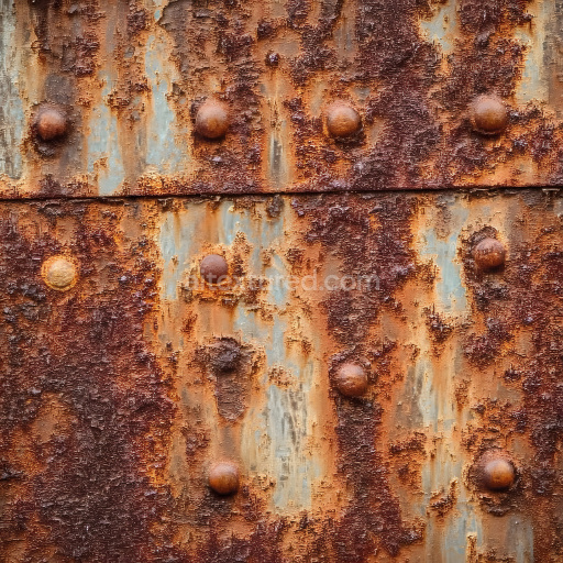 Seamless 3D PBR Texture of Rusted Metal with Cracks, Corrosion, and Rivets