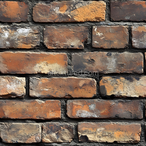 Seamless 3D PBR Texture of Weathered Cracked Brick Wall with Rust and Erosion