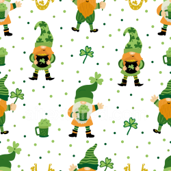 seamless Seamless 3D PBR St Patrick Gnome and Shamrock Fabric Texture texture 8k free download PBR