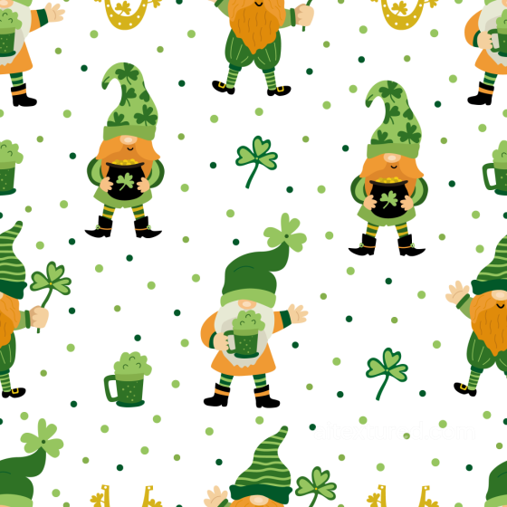 St Patrick Gnome and Shamrock Fabric Texture St patrick texture preview