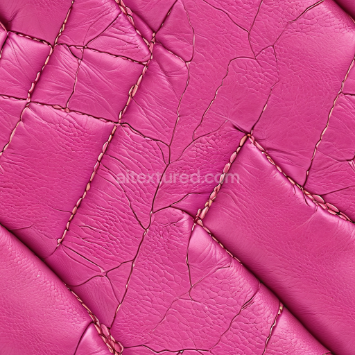 Preview — Seamless 3D Pink Cracked Leather PBR Texture with Stitched Panel Design