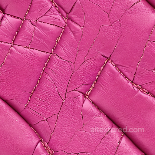 Pink Cracked Leather PBR Texture with Stitched Panel Design seamless Leather PBR texture