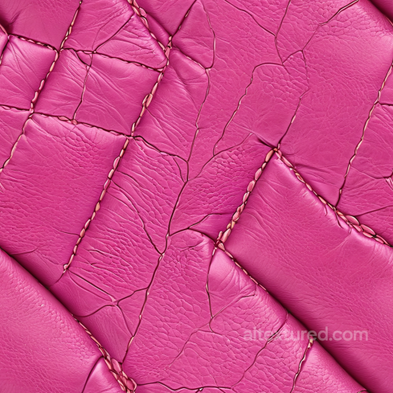 Pink Cracked Leather PBR Texture with Stitched Panel Design Leather texture preview