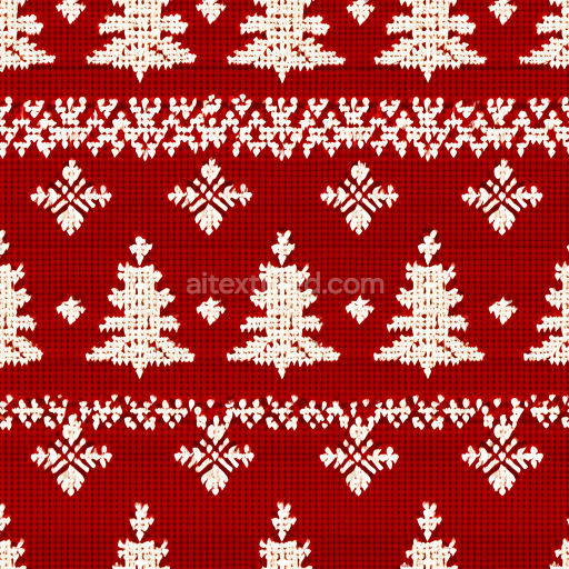 Seamless 3D PBR knitted fabric texture with Christmas tree pattern