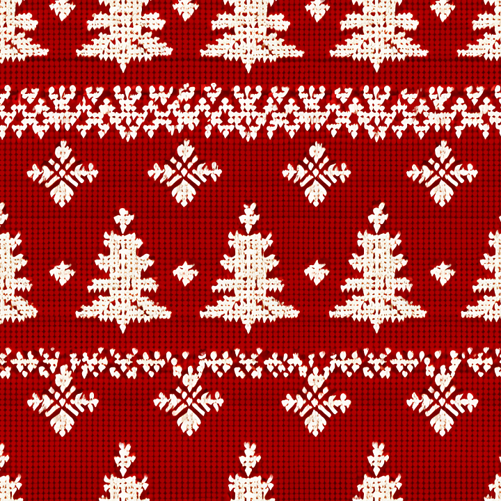Knitted Fabric With Christmas Tree Pattern seamless PBR texture preview