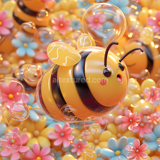 Seamless 3D Inflated Glossy Vinyl Bubble PBR Texture in Yellow and Black