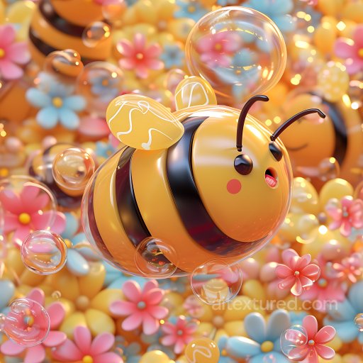 Inflated Glossy Vinyl Bubble PBR Texture in Yellow and Black seamless Inflated PBR texture