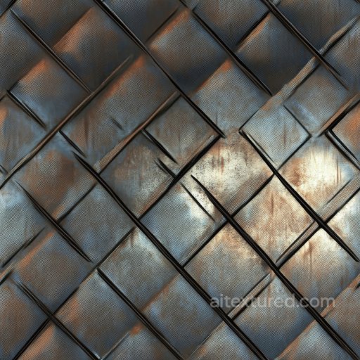 Rusty Woven Steel Metal PBR Texture with Distressed Surface and Worn Patina seamless Metal PBR texture