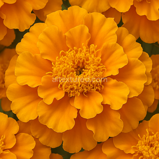 Seamless 3d texture pbr 8k marigold bloom flower petals closeup flower garden natural lighting