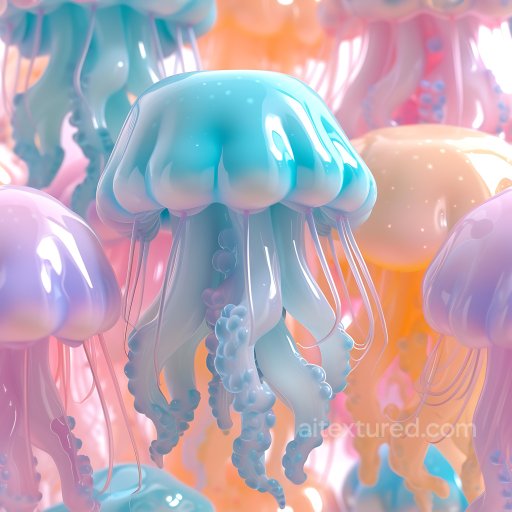 Inflated Jellyfish-Inspired PBR Texture in Pastel Hues seamless Inflated PBR texture