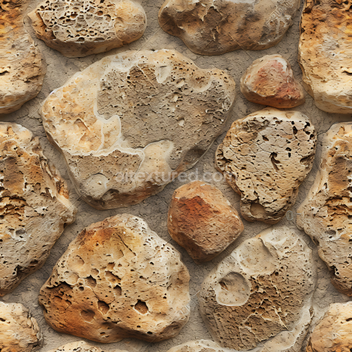 Seamless 3D Weathered Volcanic Rock Ground PBR Texture with Porous Surface and Earthy Tones