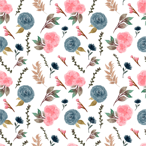 Floral Watercolor Texture with Soft Pink and Blue Flowers seamless Floral PBR texture