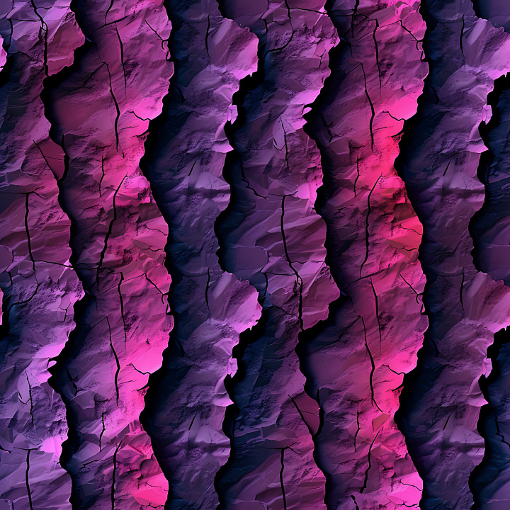 Cracked Stone with Purple-Pink Gradient and Jagged Crevices seamless PBR texture preview