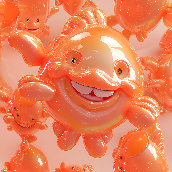 Inflated Glossy Vinyl Bubble in Orange seamless PBR texture preview