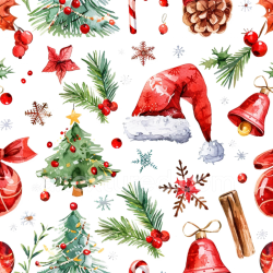 seamless Seamless 3D PBR Watercolor Christmas Pattern Texture with Festive Holiday Elements texture 8k free download PBR