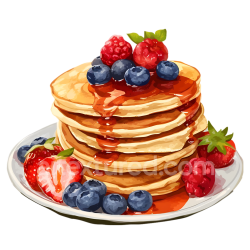 seamless Illustrated Protein Pancakes Stack with Fresh Berries and Syrup for Breakfast texture 8k free download PBR