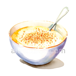 seamless Watercolor Illustration of Quinoa Cereal Breakfast Bowl with Spoon texture 8k free download PBR