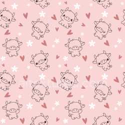 Pattern Bundle - Seamless 3D Pattern PBR Texture with Cute Cartoon Cow Motifs and Heart Floral Icons texture preview