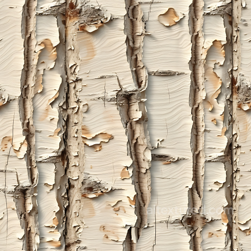 Birch Bark Wood PBR Texture Featuring Peeling and Cracked Surface seamless Wood PBR texture