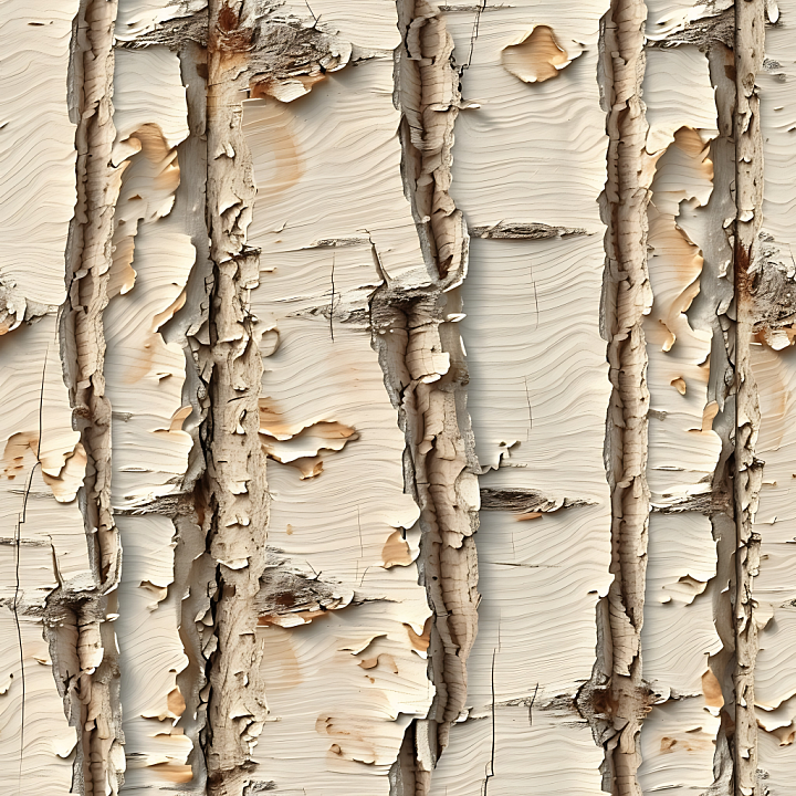 Birch Bark Wood Featuring Peeling and Cracked Surface seamless PBR texture preview