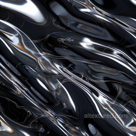 Glossy Black Liquid Seamless Texture with Flowing Waves and Highlights Glossy texture preview