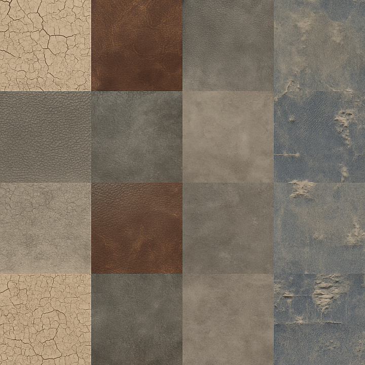 Cracked Paint On Worn Leather Surface Realistic Finish seamless PBR texture preview