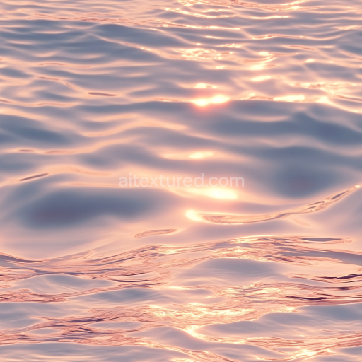 Seamless 3D Water PBR Texture Featuring Calm Rippled Surface with Warm Sunset Glow
