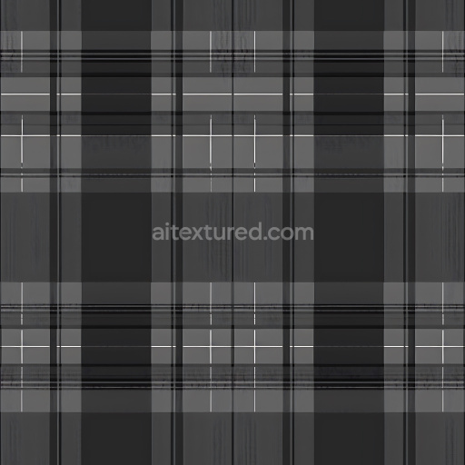 Seamless Black and Gray Plaid 3D PBR Fabric Texture with Fine Line Detailing