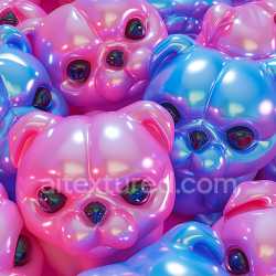 seamless Seamless 3D Inflated Glossy Vinyl Bear Heads PBR Texture in Pink and Blue texture 8k free download PBR