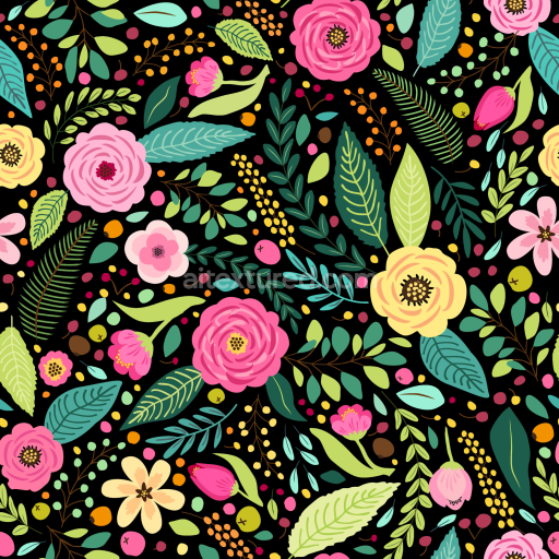 Seamless 3D PBR Flora-Inspired Fabric Texture with Vibrant Flowers and Leaves