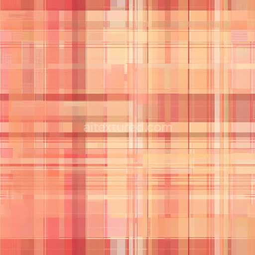 Seamless 3D PBR Plaid Fabric Texture Featuring Warm Peach and Coral Stripes