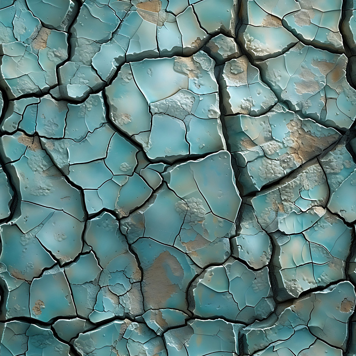 Cracked Blue Paint with Chipped and Flaked Surface seamless PBR texture preview