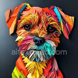 seamless Seamless 3D PBR Texture of Origami-Styled Colorful Border Terrier Face texture 8k free download PBR
