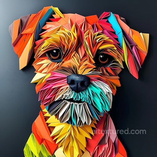 Animal - Seamless 3D PBR Texture of Origami-Styled Colorful Border Terrier Face texture preview