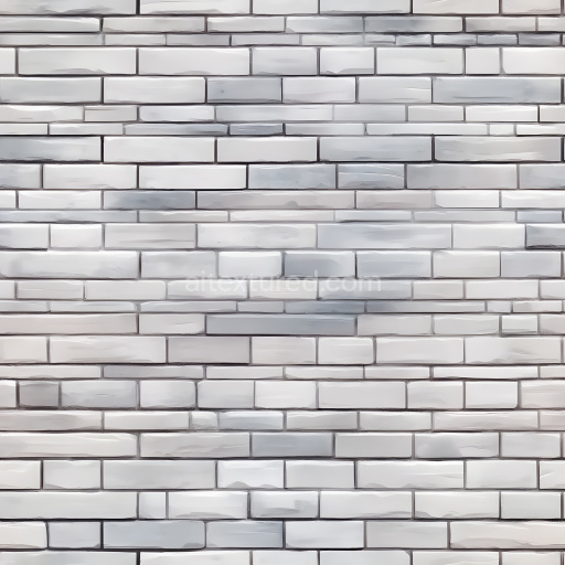 Seamless 3D PBR texture of cracked white brick wall with subtle gray variations