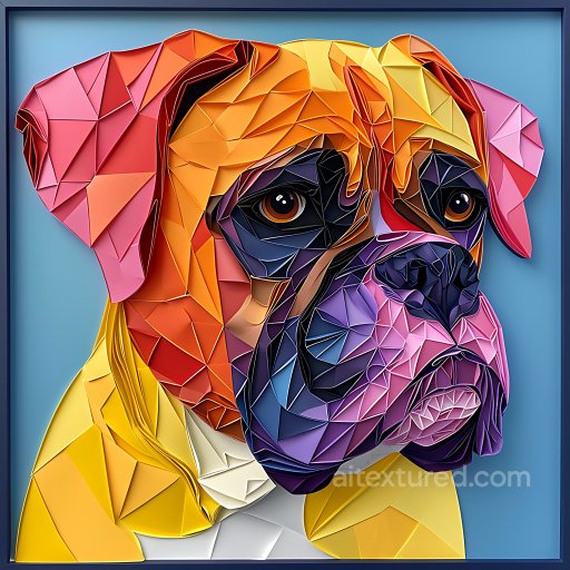 Animal - Seamless 3D PBR Texture of Bullmastiff Dog in Origami Polygonal Style, Vivid Colors texture preview