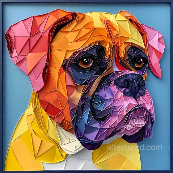 Animal Texture of Bullmastiff Dog in Origami Polygonal Style, Vivid Colors Animal texture preview