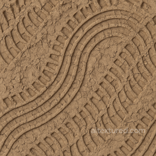 Manual Tire Print On Factory Tire With Circular Pattern And Compressed Soil Details seamless Tire prints PBR texture