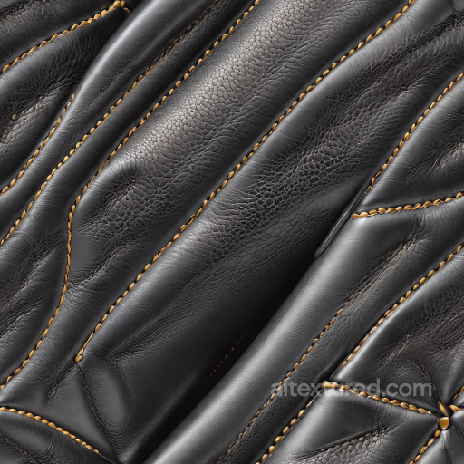 Black Pebbled Leather PBR Texture with Detailed Stitching and Wrinkles seamless Leather PBR texture