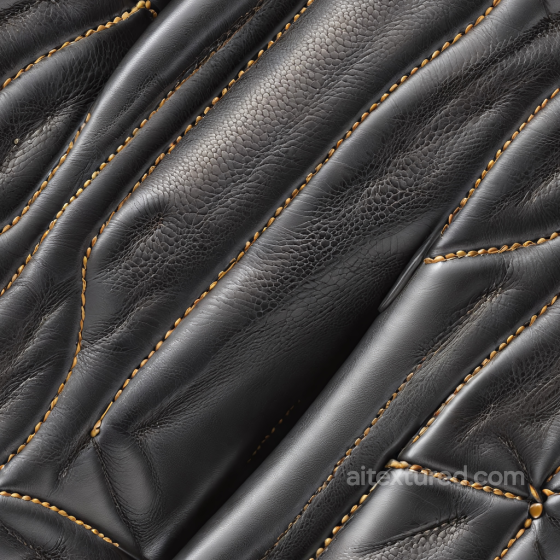 Black Pebbled Leather PBR Texture with Detailed Stitching and Wrinkles Leather texture preview