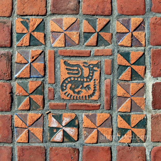 PBR Textured Decorative Ancient Tile Pattern Material Tile texture preview