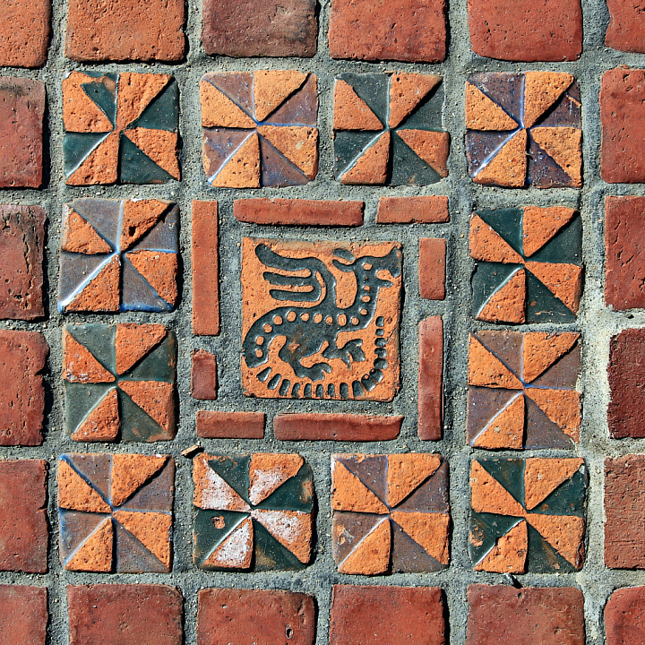 Textured Decorative Ancient Tile Pattern Material seamless PBR texture preview