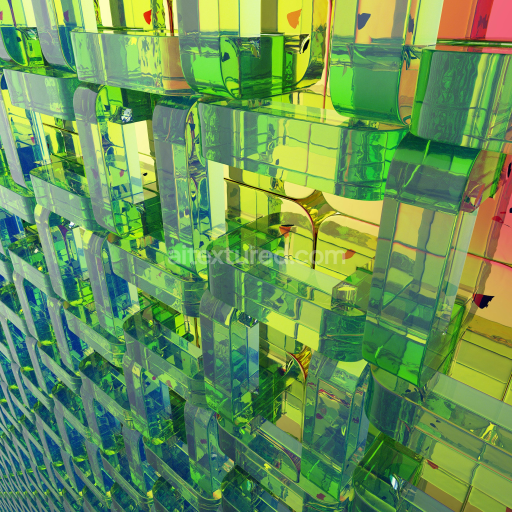 Preview — Seamless PBR Glass Brick Wall Texture with Translucent Green and Yellow Colors