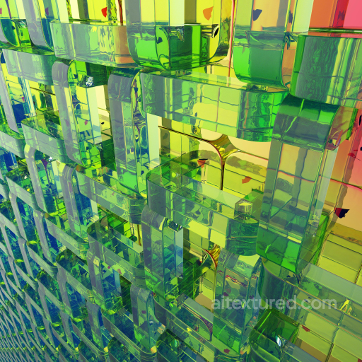 Seamless PBR Glass Brick Wall Texture with Translucent Green and Yellow Colors seamless Glass PBR texture