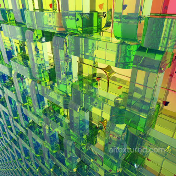 Seamless PBR Glass Brick Wall Texture with Translucent Green and Yellow Colors Glass texture preview