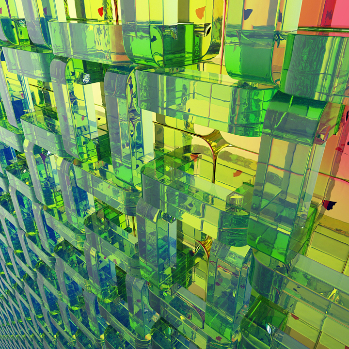 Glass Brick Wall with Translucent Green and Yellow Colors seamless PBR texture preview